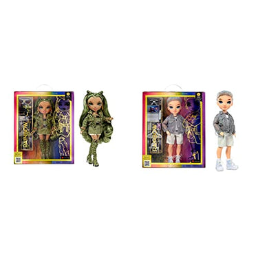 Rainbow High Modepuppe – Olivia Woods - Camo Grün Puppe von 4-12 Jahren & Modepuppe – Aidan Russel - Lila Junge Puppe – Modisches Outfit & 10+ Bunte Spiel-Accessoires - von 4-12 Jahren im Sale
